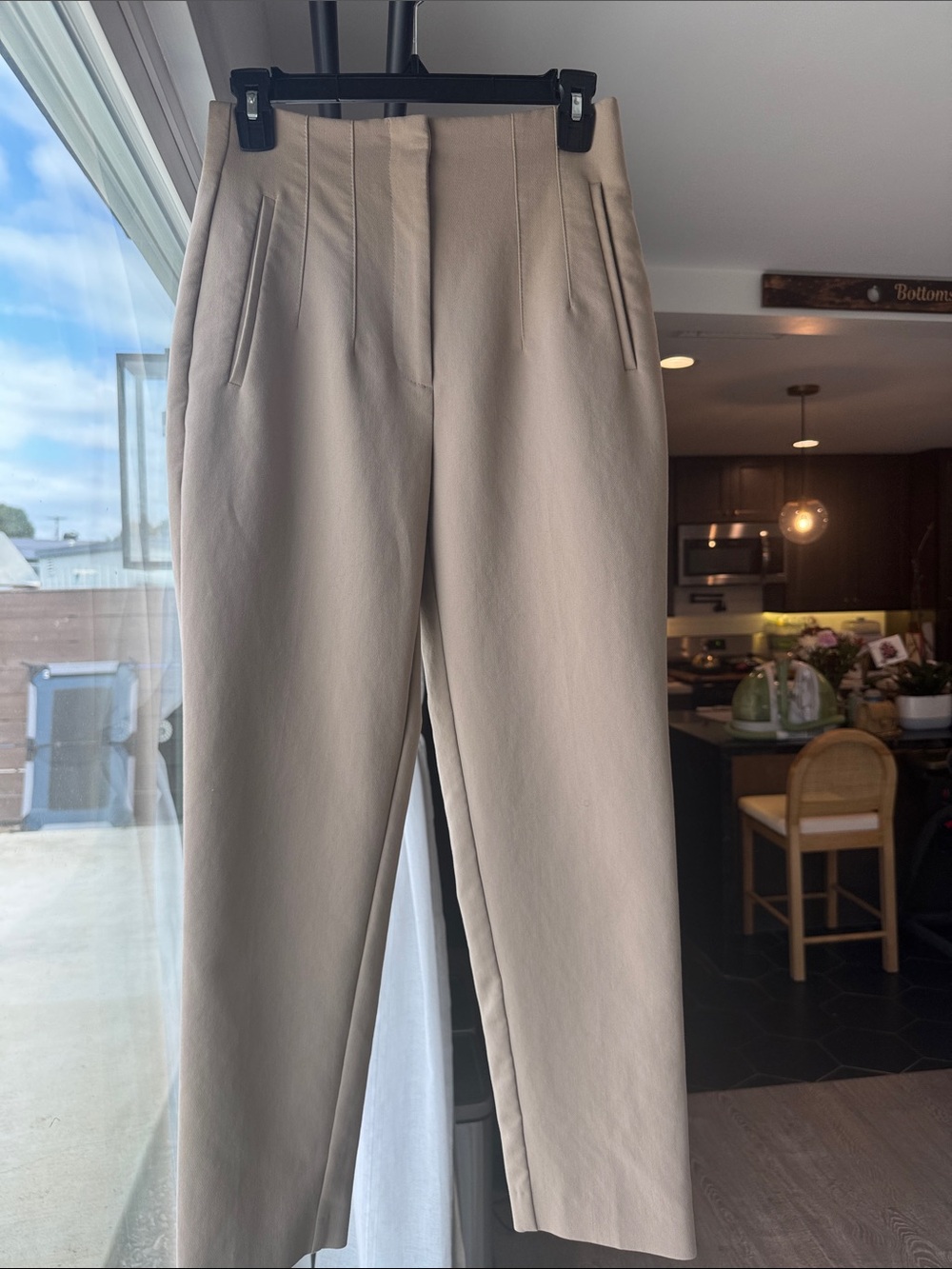 Zara High-Waist Cream Trousers with Pleated Front